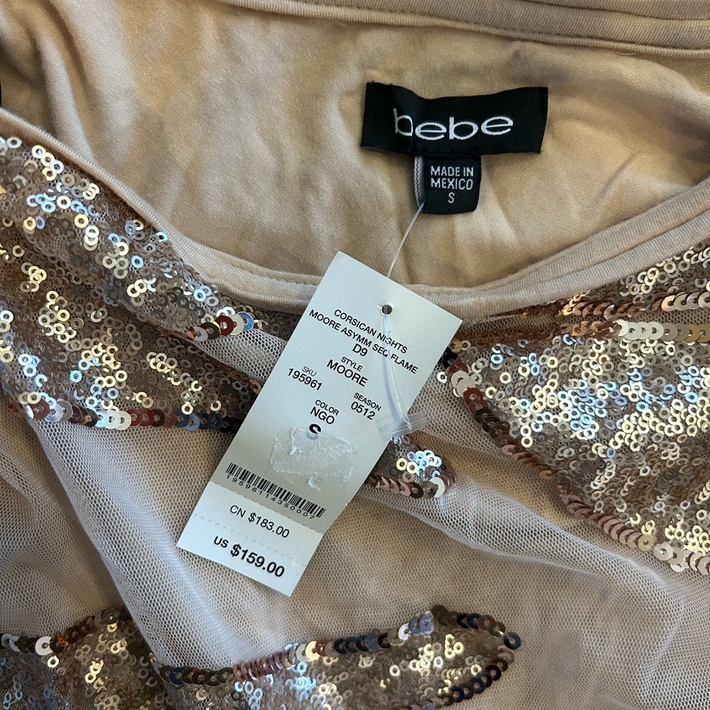 NWT Bebe Corsican Nights Moore Asymmetrical One-Shoulder Sequin Mini Dress - Picture 8 of 14